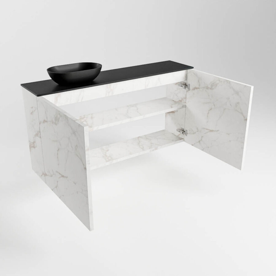 MONDIAZ FOWY toiletmeubel 100cm kleur Carrara. Waskom positie links kleur urban | urban. Met 1 kraangat - Afbeelding 6