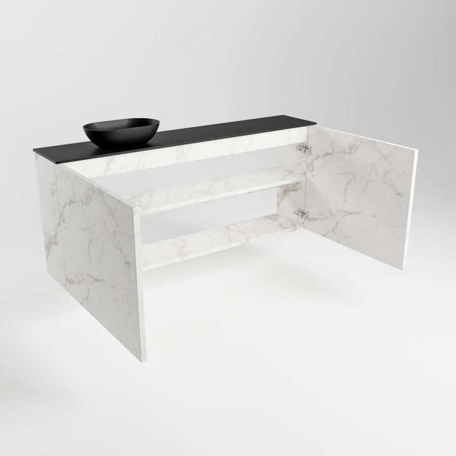MONDIAZ FOWY toiletmeubel 120cm kleur Carrara. Waskom positie links kleur urban | urban. Met 1 kraangat - Afbeelding 6