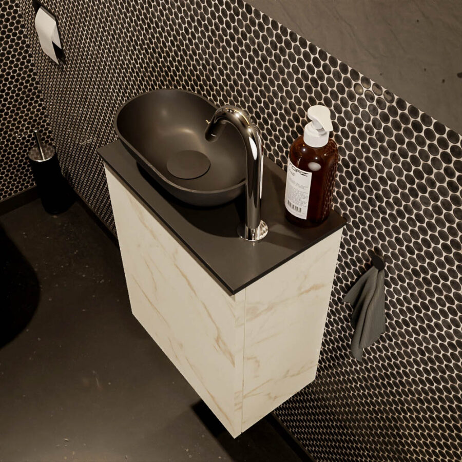 MONDIAZ FOWY toiletmeubel 40cm kleur Carrara. Waskom positie links kleur urban | urban. Met 1 kraangat - Afbeelding 3
