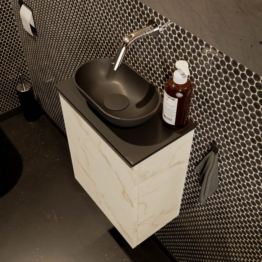 MONDIAZ FOWY toiletmeubel 40cm kleur Carrara. Waskom positie midden kleur urban | urban. Zonder kraangat - Afbeelding 3