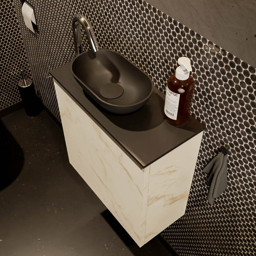 MONDIAZ FOWY toiletmeubel 50cm kleur Carrara. Waskom positie links kleur urban | urban. Met 1 kraangat - Afbeelding 3