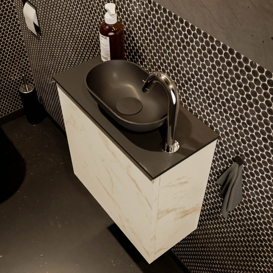 MONDIAZ FOWY toiletmeubel 50cm kleur Carrara. Waskom positie rechts kleur urban | urban. Met 1 kraangat - Afbeelding 3