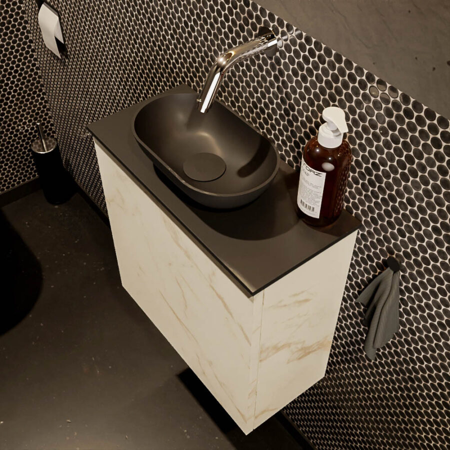 MONDIAZ FOWY toiletmeubel 50cm kleur Carrara. Waskom positie midden kleur urban | urban. Zonder kraangat - Afbeelding 3