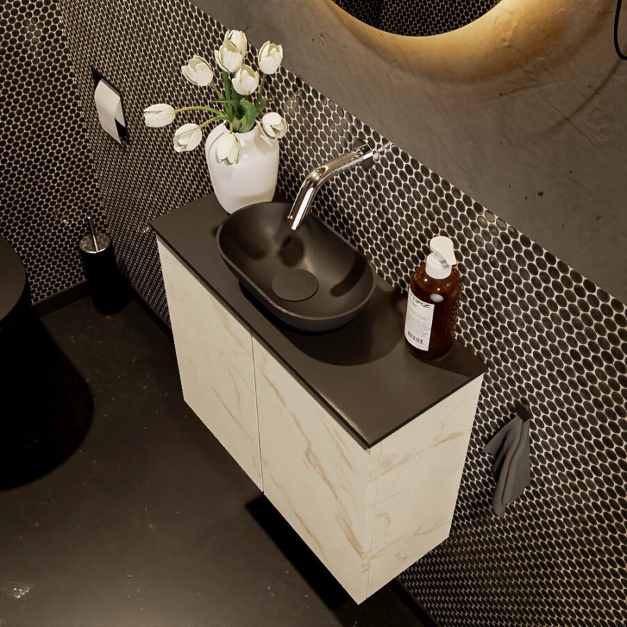MONDIAZ FOWY toiletmeubel 60cm kleur Carrara. Waskom positie midden kleur urban | urban. Zonder kraangat - Afbeelding 3