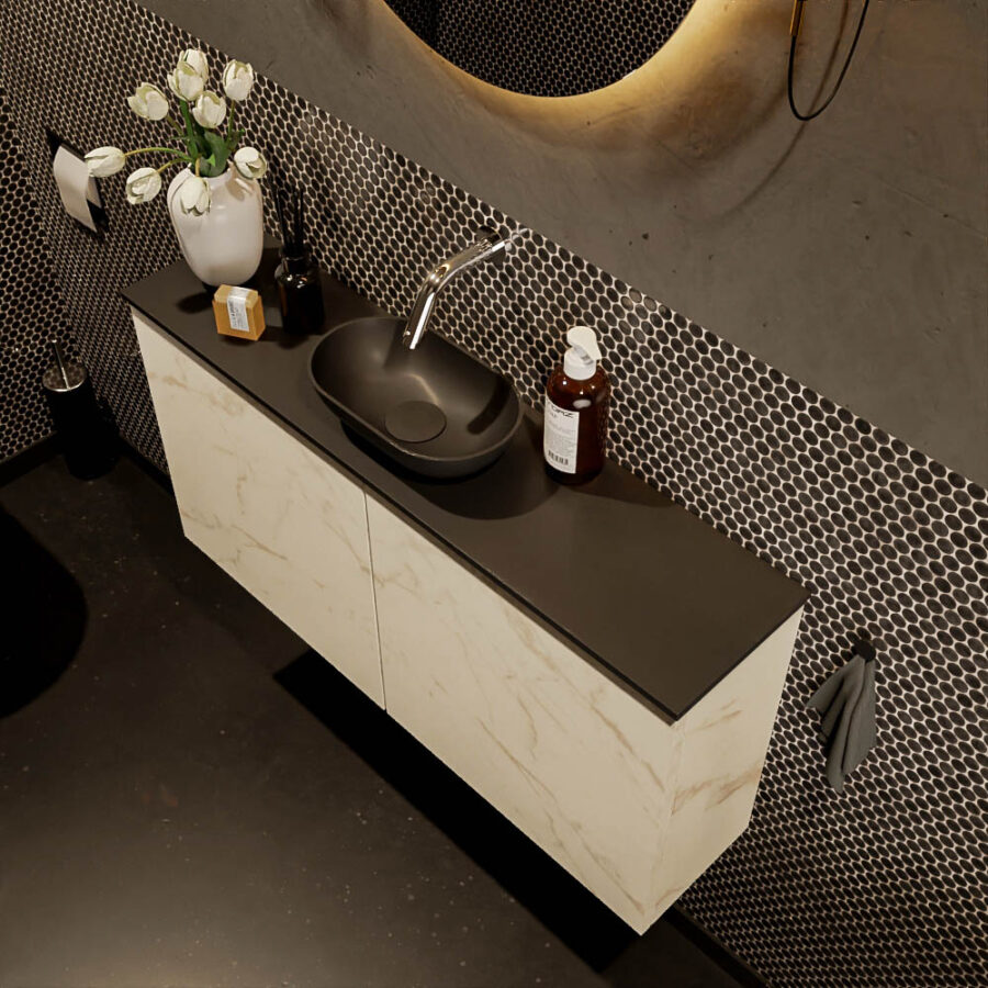 MONDIAZ FOWY toiletmeubel 100cm kleur Carrara. Waskom positie midden kleur urban | urban. Zonder kraangat - Afbeelding 3