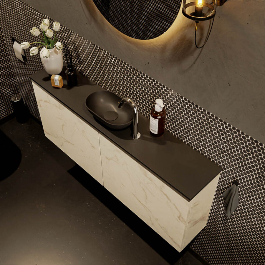 MONDIAZ FOWY toiletmeubel 120cm kleur Carrara. Waskom positie midden kleur urban | urban. Met 1 kraangat - Afbeelding 3