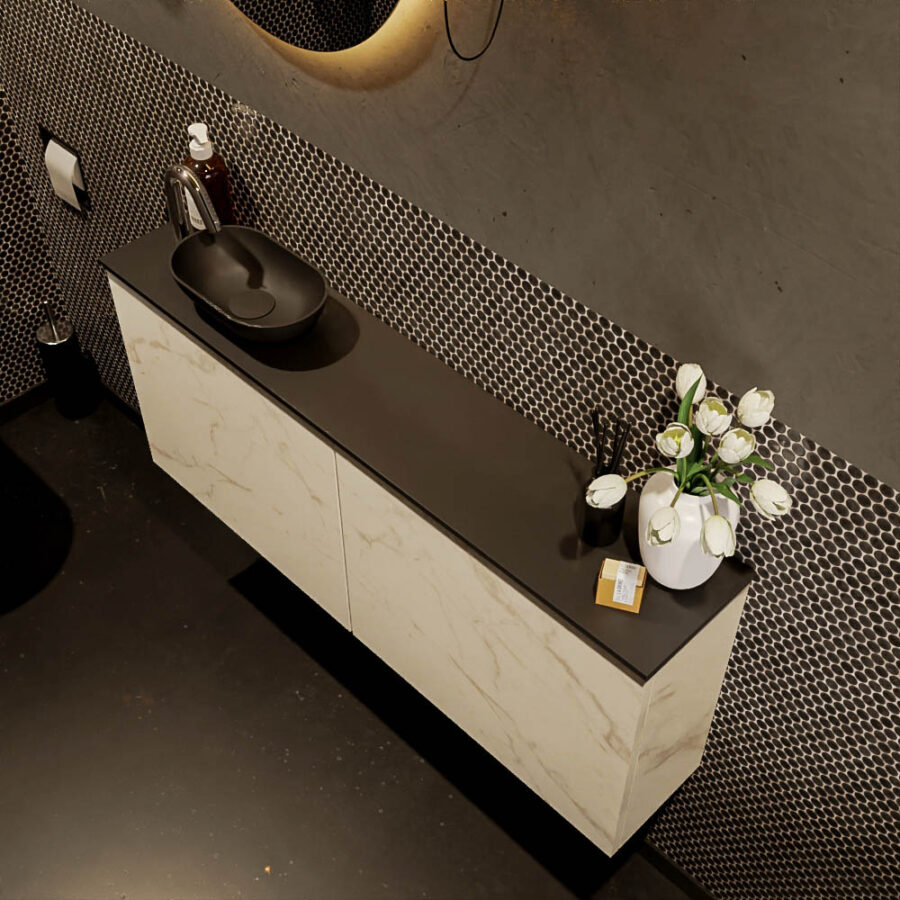 MONDIAZ FOWY toiletmeubel 120cm kleur Carrara. Waskom positie links kleur urban | urban. Met 1 kraangat - Afbeelding 3