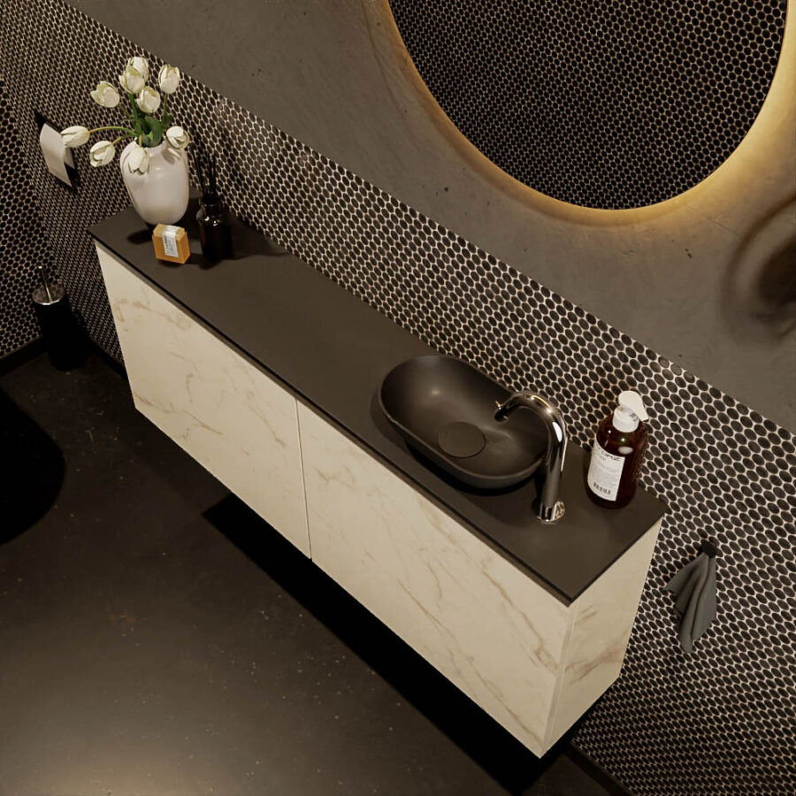 MONDIAZ FOWY toiletmeubel 120cm kleur Carrara. Waskom positie rechts kleur urban | urban. Met 1 kraangat - Afbeelding 3