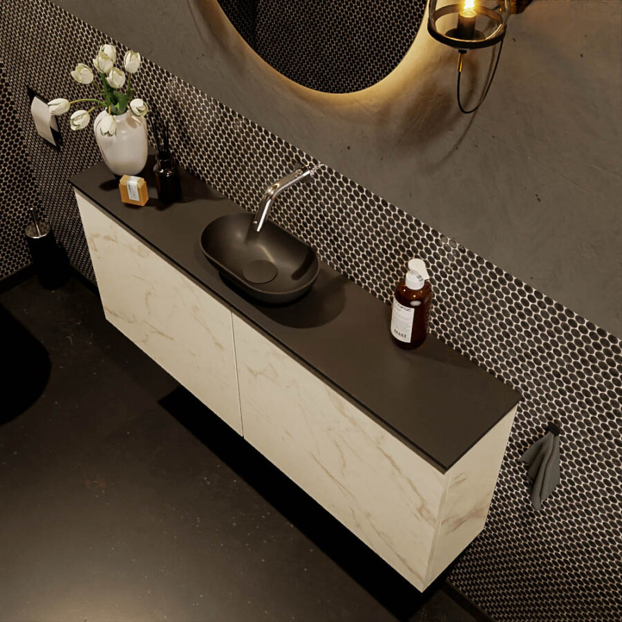 MONDIAZ FOWY toiletmeubel 120cm kleur Carrara. Waskom positie midden kleur urban | urban. Zonder kraangat - Afbeelding 3