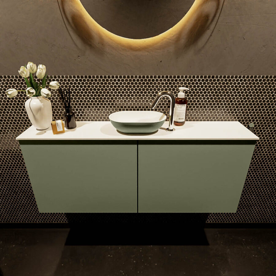 MONDIAZ FOWY toiletmeubel 120cm kleur army. Waskom positie midden kleur army | talc. Met 1 kraangat - Afbeelding 2