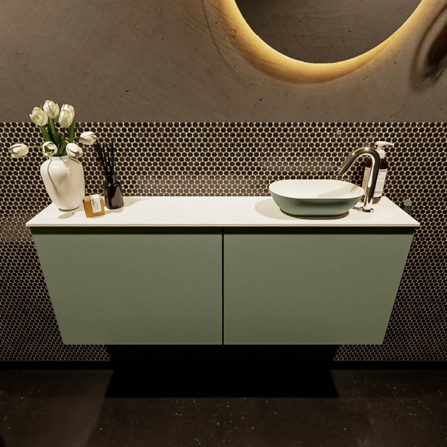 MONDIAZ FOWY toiletmeubel 120cm kleur army. Waskom positie rechts kleur army | talc. Met 1 kraangat - Afbeelding 2