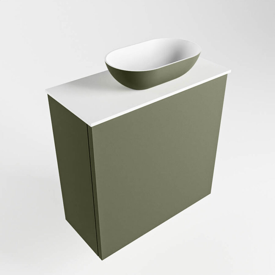 MONDIAZ FOWY toiletmeubel 50cm kleur army. Waskom positie rechts kleur army | talc. Met 1 kraangat - Afbeelding 4