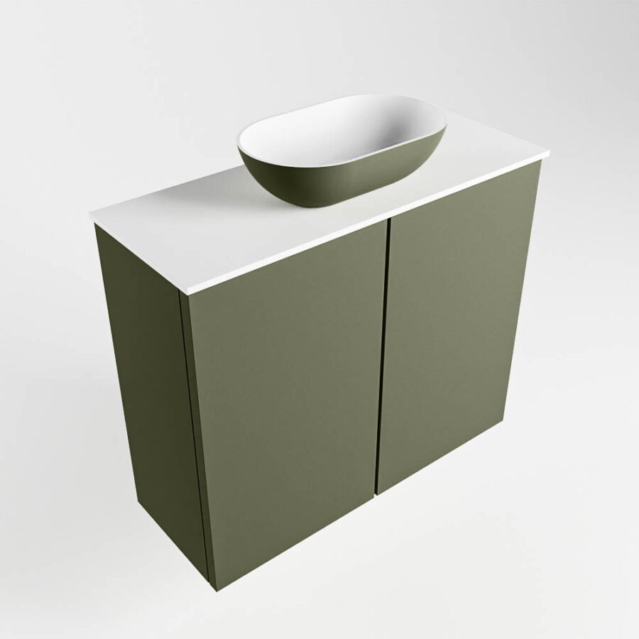 MONDIAZ FOWY toiletmeubel 60cm kleur army. Waskom positie midden kleur army | talc. Zonder kraangat - Afbeelding 4