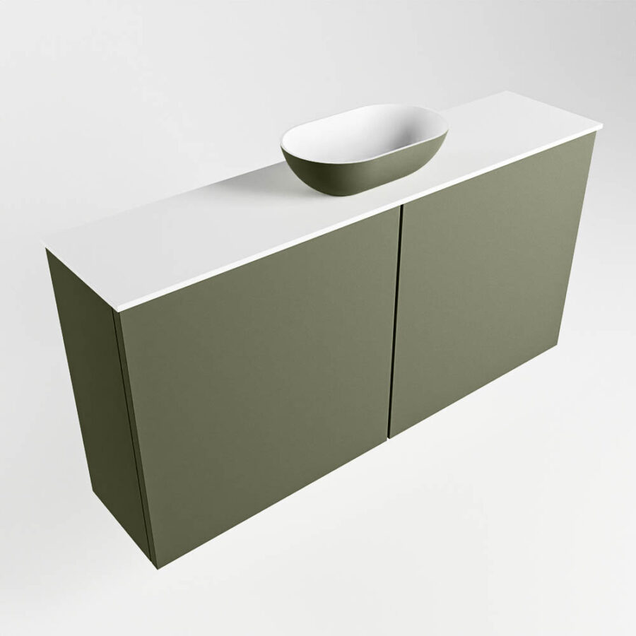 MONDIAZ FOWY toiletmeubel 100cm kleur army. Waskom positie midden kleur army | talc. Met 1 kraangat - Afbeelding 4