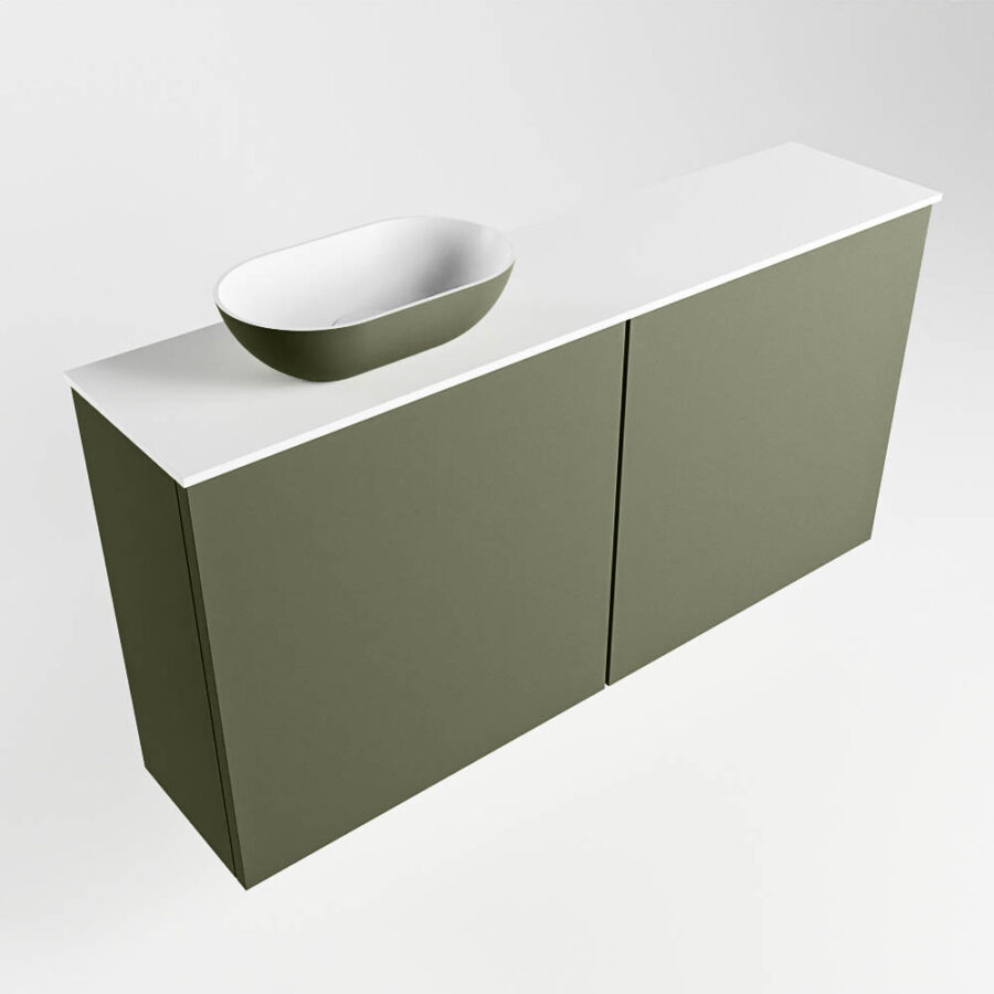 MONDIAZ FOWY toiletmeubel 100cm kleur army. Waskom positie links kleur army | talc. Zonder kraangat - Afbeelding 4