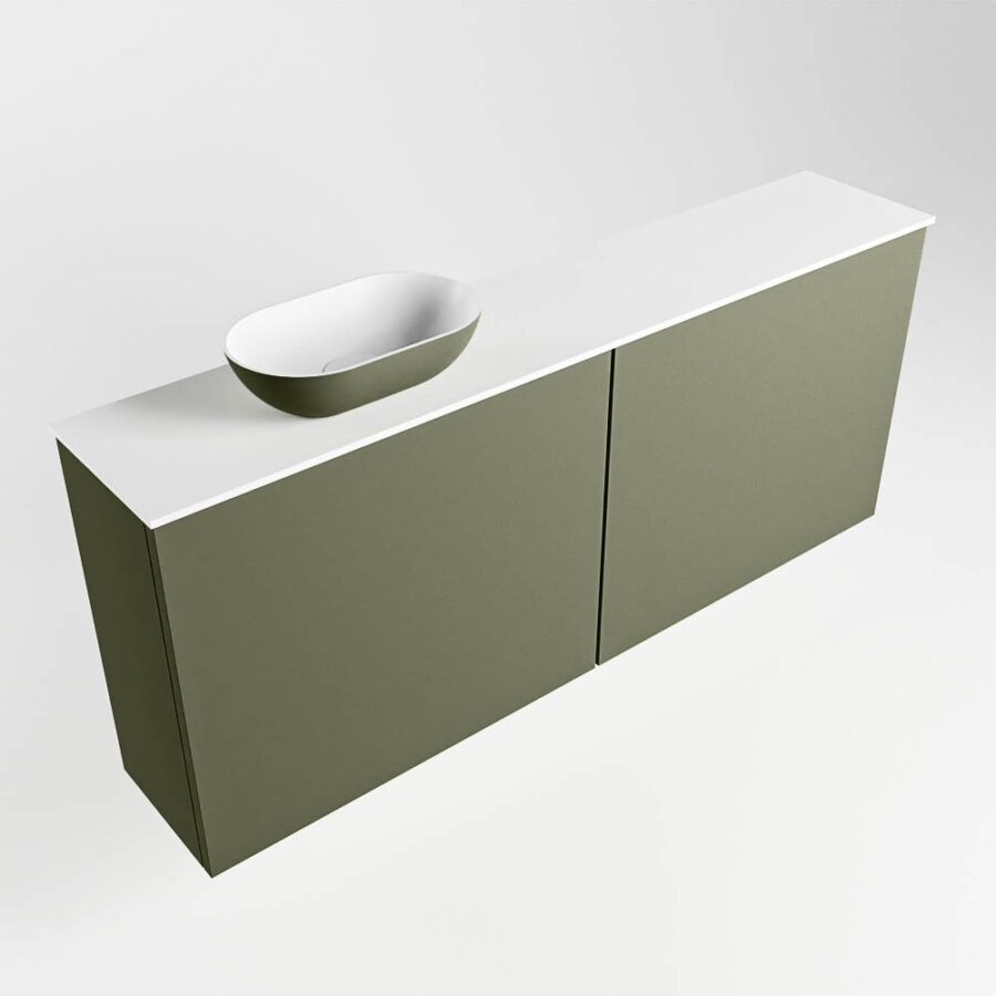 MONDIAZ FOWY toiletmeubel 120cm kleur army. Waskom positie links kleur army | talc. Met 1 kraangat - Afbeelding 4