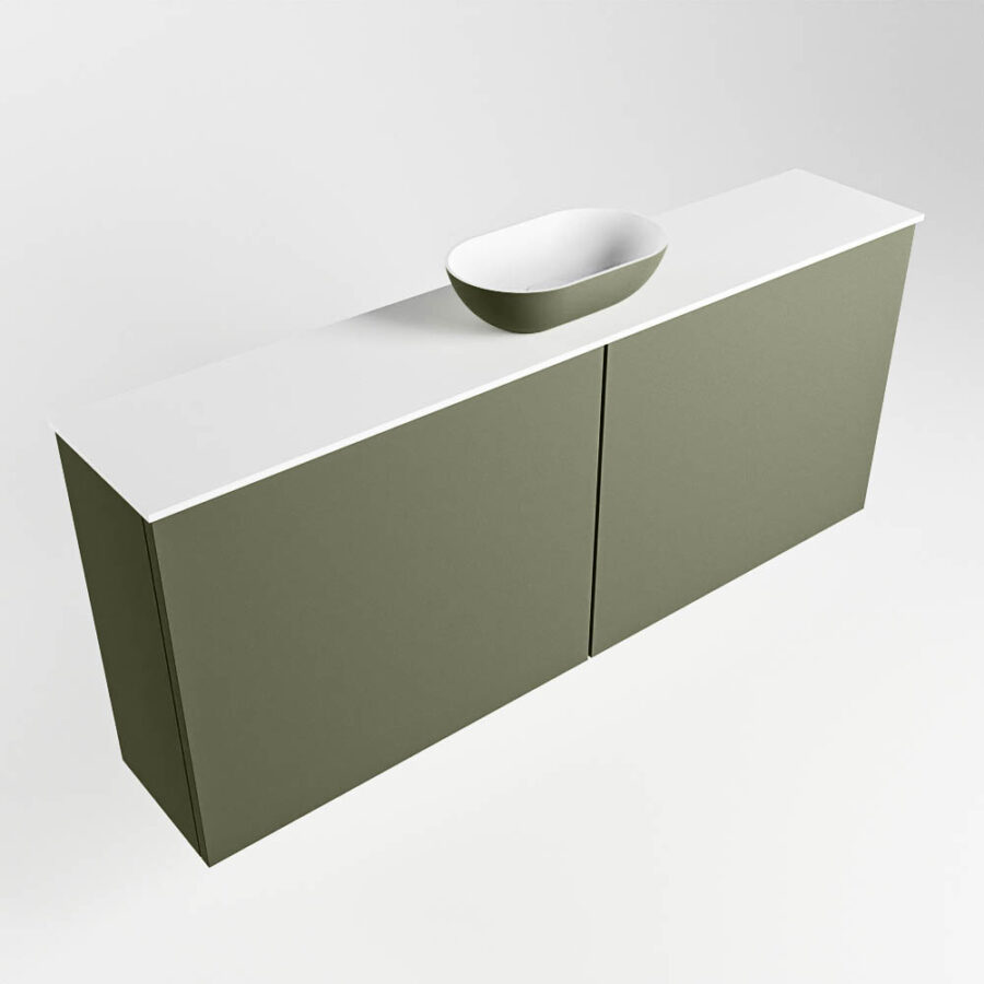 MONDIAZ FOWY toiletmeubel 120cm kleur army. Waskom positie midden kleur army | talc. Zonder kraangat - Afbeelding 4