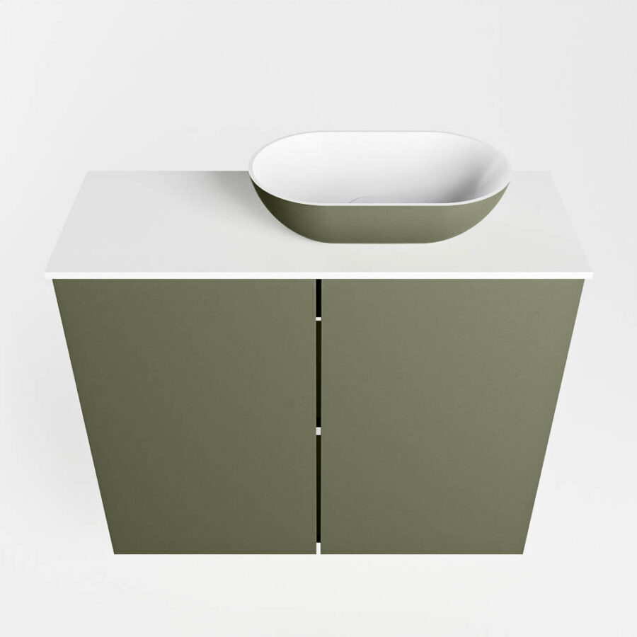 MONDIAZ FOWY toiletmeubel 60cm kleur army. Waskom positie rechts kleur army | talc. Met 1 kraangat - Afbeelding 5