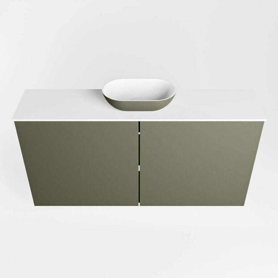 MONDIAZ FOWY toiletmeubel 100cm kleur army. Waskom positie midden kleur army | talc. Met 1 kraangat - Afbeelding 5