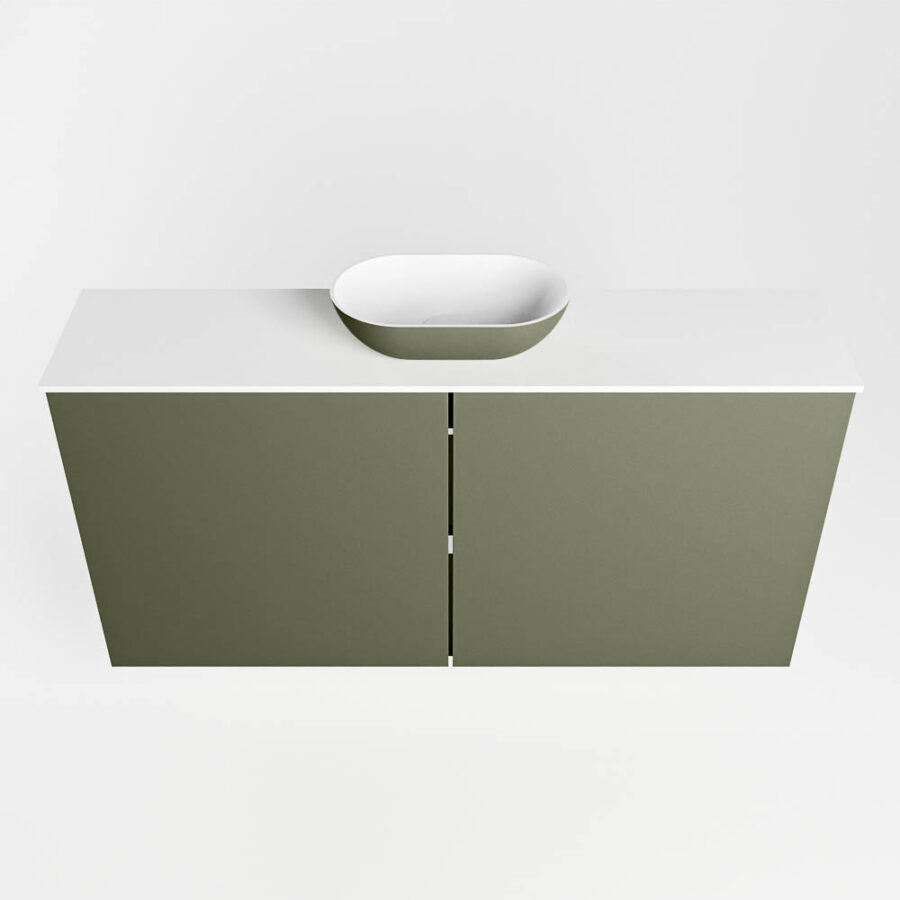 MONDIAZ FOWY toiletmeubel 100cm kleur army. Waskom positie midden kleur army | talc. Zonder kraangat - Afbeelding 5