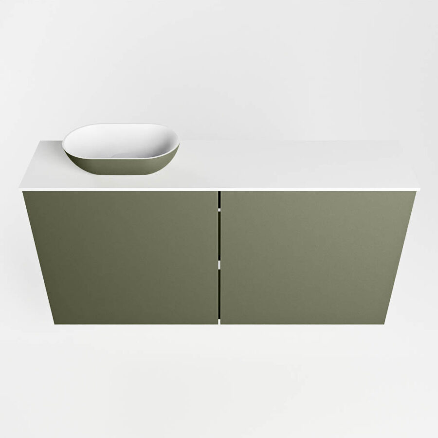 MONDIAZ FOWY toiletmeubel 100cm kleur army. Waskom positie links kleur army | talc. Zonder kraangat - Afbeelding 5
