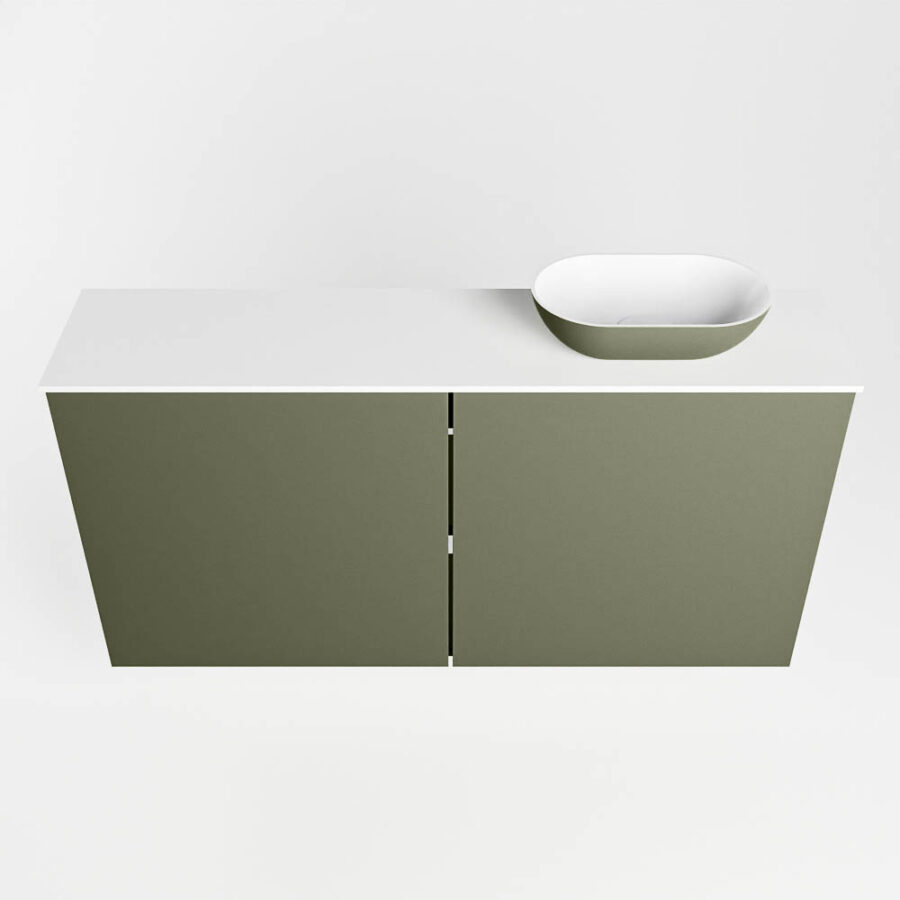 MONDIAZ FOWY toiletmeubel 100cm kleur army. Waskom positie rechts kleur army | talc. Zonder kraangat - Afbeelding 5