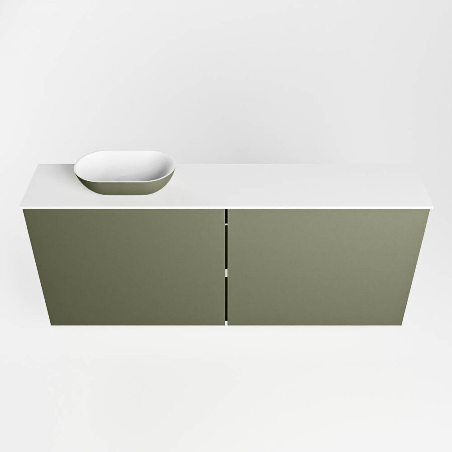 MONDIAZ FOWY toiletmeubel 120cm kleur army. Waskom positie links kleur army | talc. Met 1 kraangat - Afbeelding 5