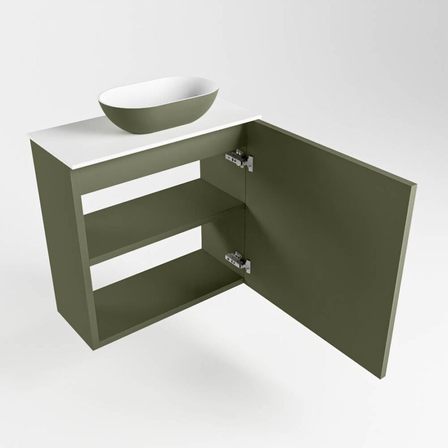 MONDIAZ FOWY toiletmeubel 50cm kleur army. Waskom positie rechts kleur army | talc. Met 1 kraangat - Afbeelding 6