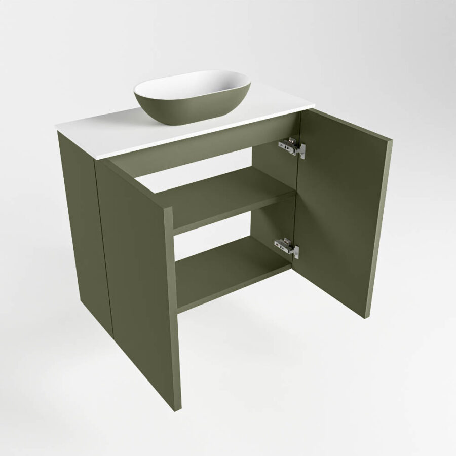 MONDIAZ FOWY toiletmeubel 60cm kleur army. Waskom positie midden kleur army | talc. Zonder kraangat - Afbeelding 6