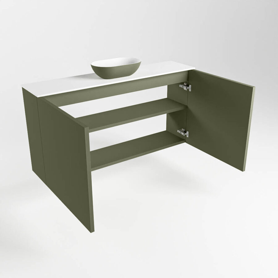 MONDIAZ FOWY toiletmeubel 100cm kleur army. Waskom positie midden kleur army | talc. Zonder kraangat - Afbeelding 6