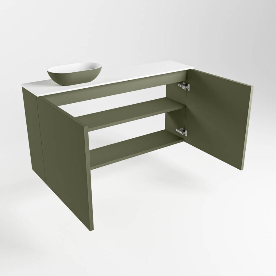 MONDIAZ FOWY toiletmeubel 100cm kleur army. Waskom positie links kleur army | talc. Zonder kraangat - Afbeelding 6