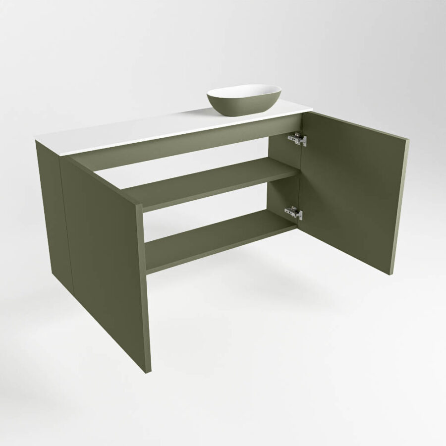 MONDIAZ FOWY toiletmeubel 100cm kleur army. Waskom positie rechts kleur army | talc. Zonder kraangat - Afbeelding 6