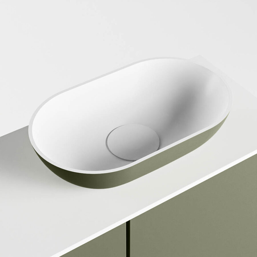 MONDIAZ FOWY toiletmeubel 60cm kleur army. Waskom positie rechts kleur army | talc. Met 1 kraangat - Afbeelding 7