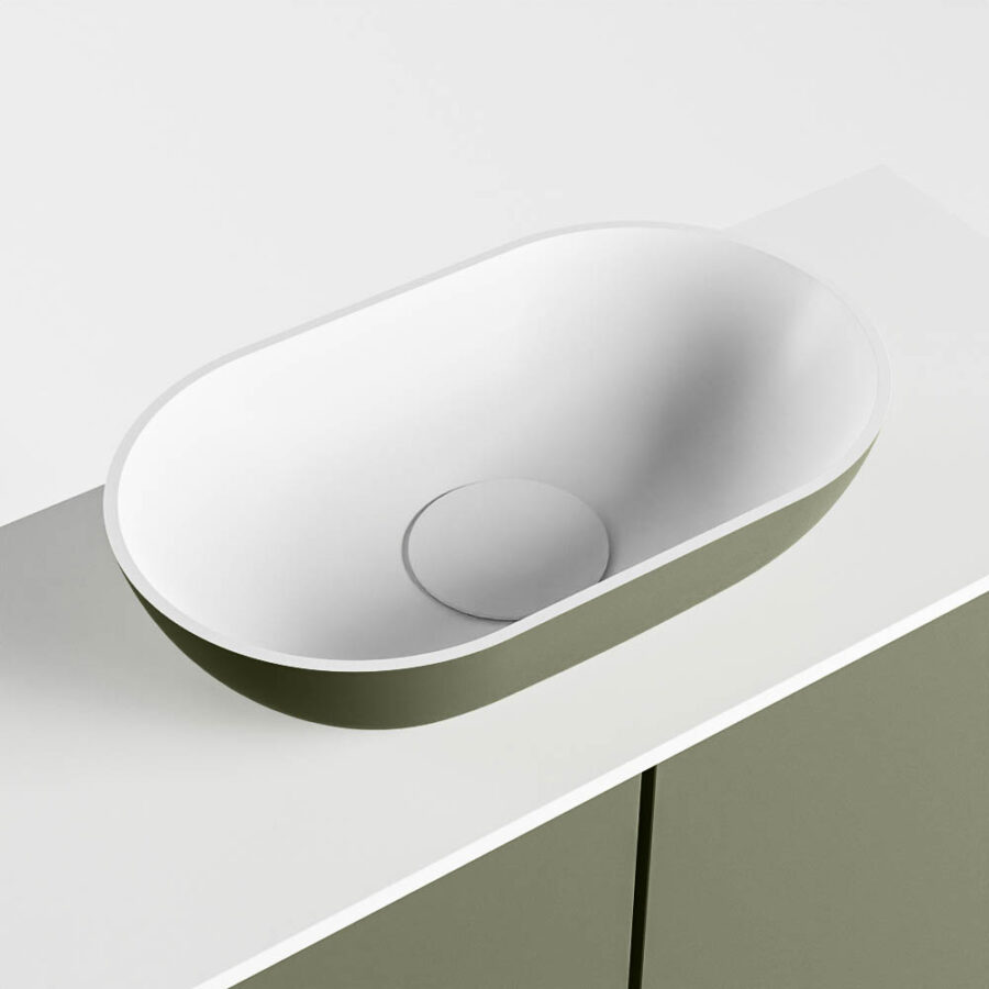 MONDIAZ FOWY toiletmeubel 60cm kleur army. Waskom positie midden kleur army | talc. Zonder kraangat - Afbeelding 7