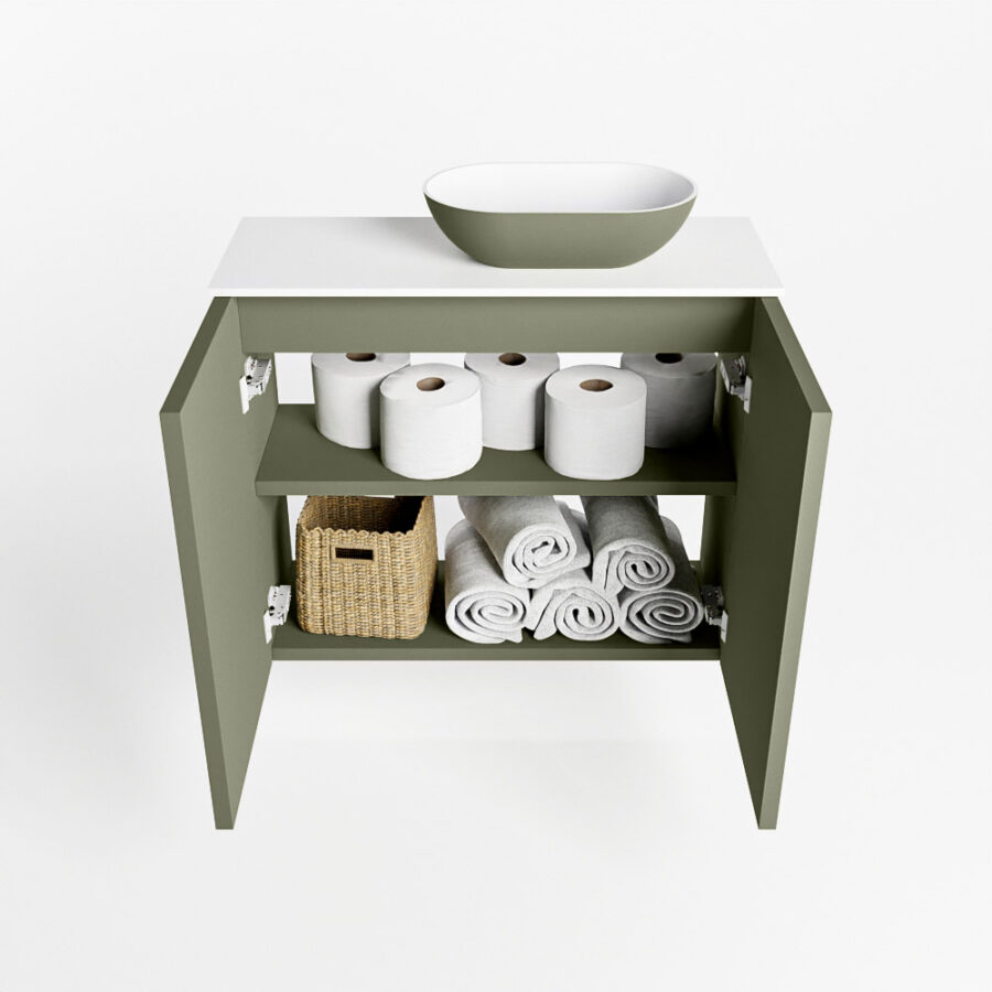 MONDIAZ FOWY toiletmeubel 60cm kleur army. Waskom positie rechts kleur army | talc. Met 1 kraangat - Afbeelding 8