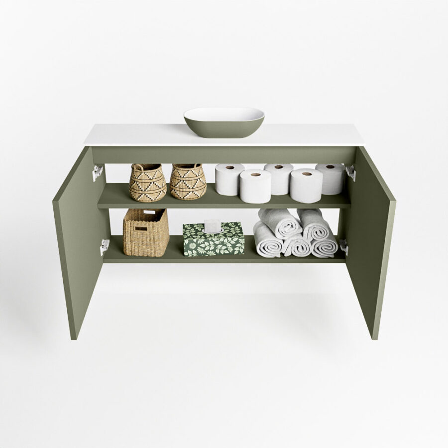 MONDIAZ FOWY toiletmeubel 100cm kleur army. Waskom positie midden kleur army | talc. Zonder kraangat - Afbeelding 8