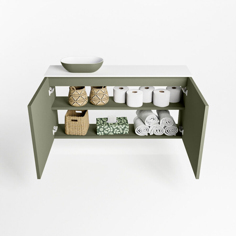 MONDIAZ FOWY toiletmeubel 100cm kleur army. Waskom positie links kleur army | talc. Zonder kraangat - Afbeelding 8