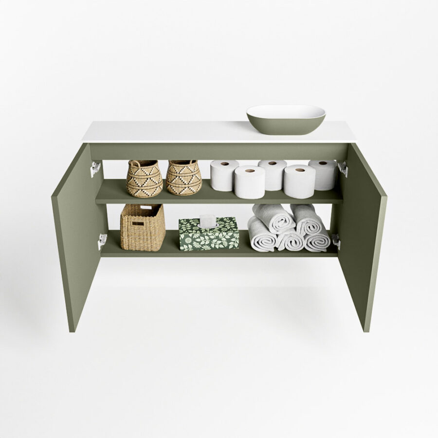 MONDIAZ FOWY toiletmeubel 100cm kleur army. Waskom positie rechts kleur army | talc. Zonder kraangat - Afbeelding 8