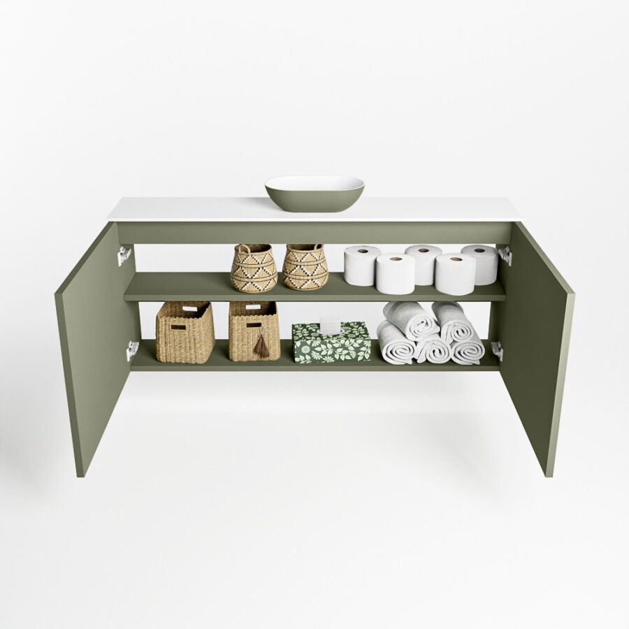 MONDIAZ FOWY toiletmeubel 120cm kleur army. Waskom positie midden kleur army | talc. Zonder kraangat - Afbeelding 8