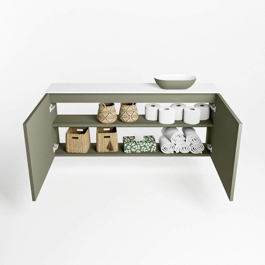 MONDIAZ FOWY toiletmeubel 120cm kleur army. Waskom positie rechts kleur army | talc. Zonder kraangat - Afbeelding 8