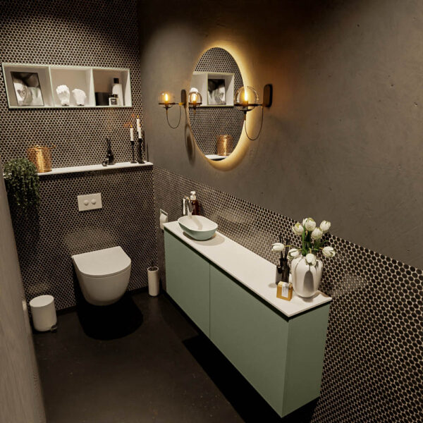 MONDIAZ FOWY toiletmeubel 120cm kleur army. Waskom positie links kleur army | talc. Met 1 kraangat