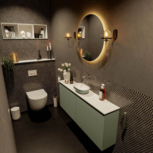 MONDIAZ FOWY toiletmeubel 120cm kleur army. Waskom positie midden kleur army | talc. Zonder kraangat