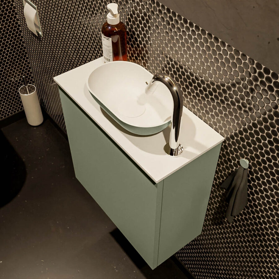 MONDIAZ FOWY toiletmeubel 50cm kleur army. Waskom positie rechts kleur army | talc. Met 1 kraangat - Afbeelding 3