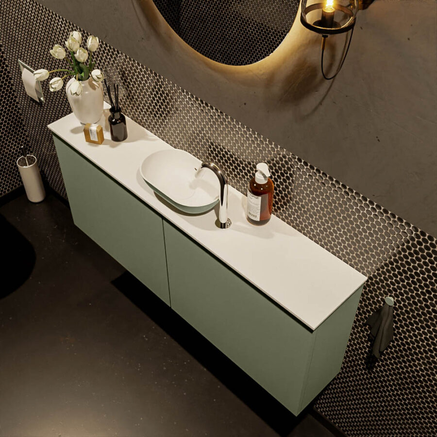 MONDIAZ FOWY toiletmeubel 120cm kleur army. Waskom positie midden kleur army | talc. Met 1 kraangat - Afbeelding 3