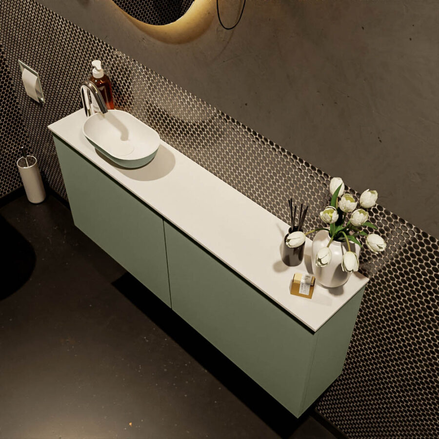 MONDIAZ FOWY toiletmeubel 120cm kleur army. Waskom positie links kleur army | talc. Met 1 kraangat - Afbeelding 3