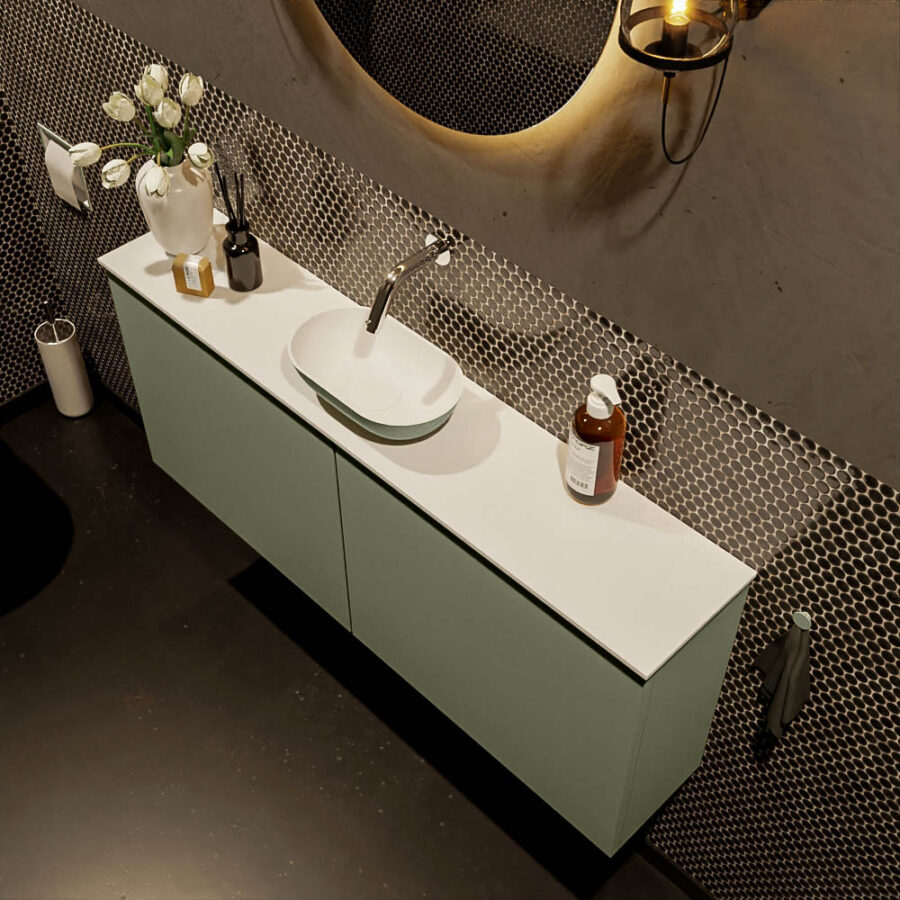 MONDIAZ FOWY toiletmeubel 120cm kleur army. Waskom positie midden kleur army | talc. Zonder kraangat - Afbeelding 3