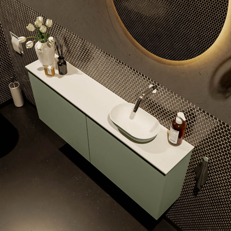 MONDIAZ FOWY toiletmeubel 120cm kleur army. Waskom positie rechts kleur army | talc. Zonder kraangat - Afbeelding 3