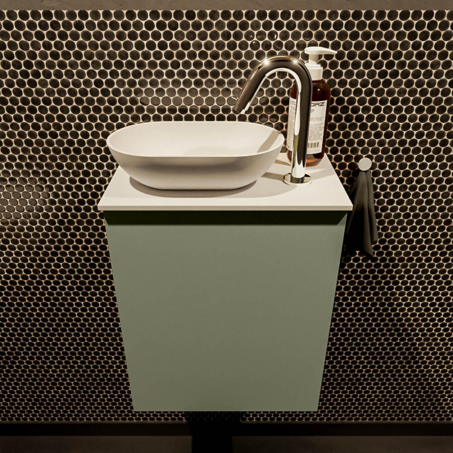 MONDIAZ FOWY toiletmeubel 40cm kleur army. Waskom positie links kleur talc | talc. Met 1 kraangat - Afbeelding 2