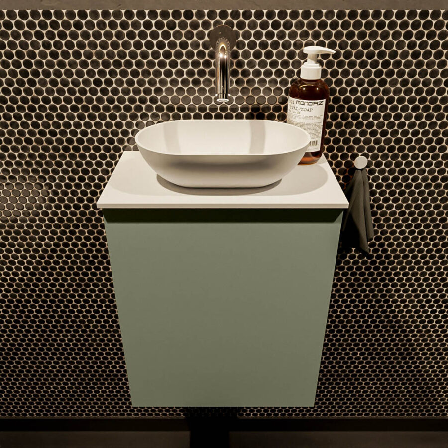 MONDIAZ FOWY toiletmeubel 40cm kleur army. Waskom positie midden kleur talc | talc. Zonder kraangat - Afbeelding 2