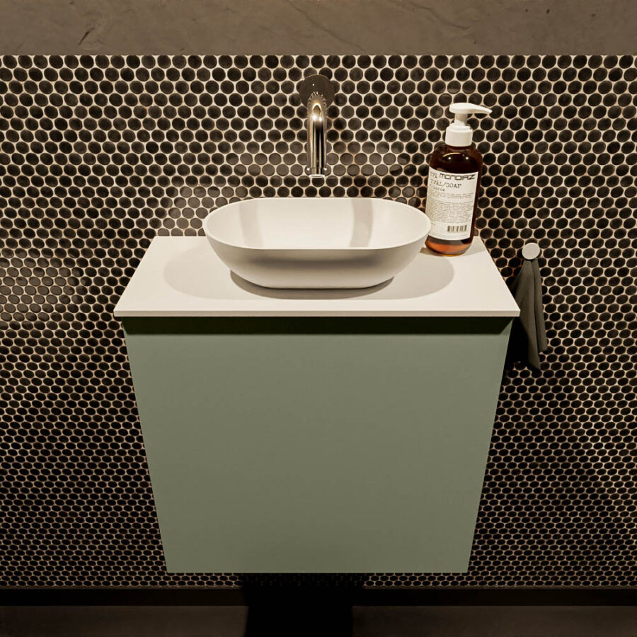 MONDIAZ FOWY toiletmeubel 50cm kleur army. Waskom positie midden kleur talc | talc. Zonder kraangat - Afbeelding 2